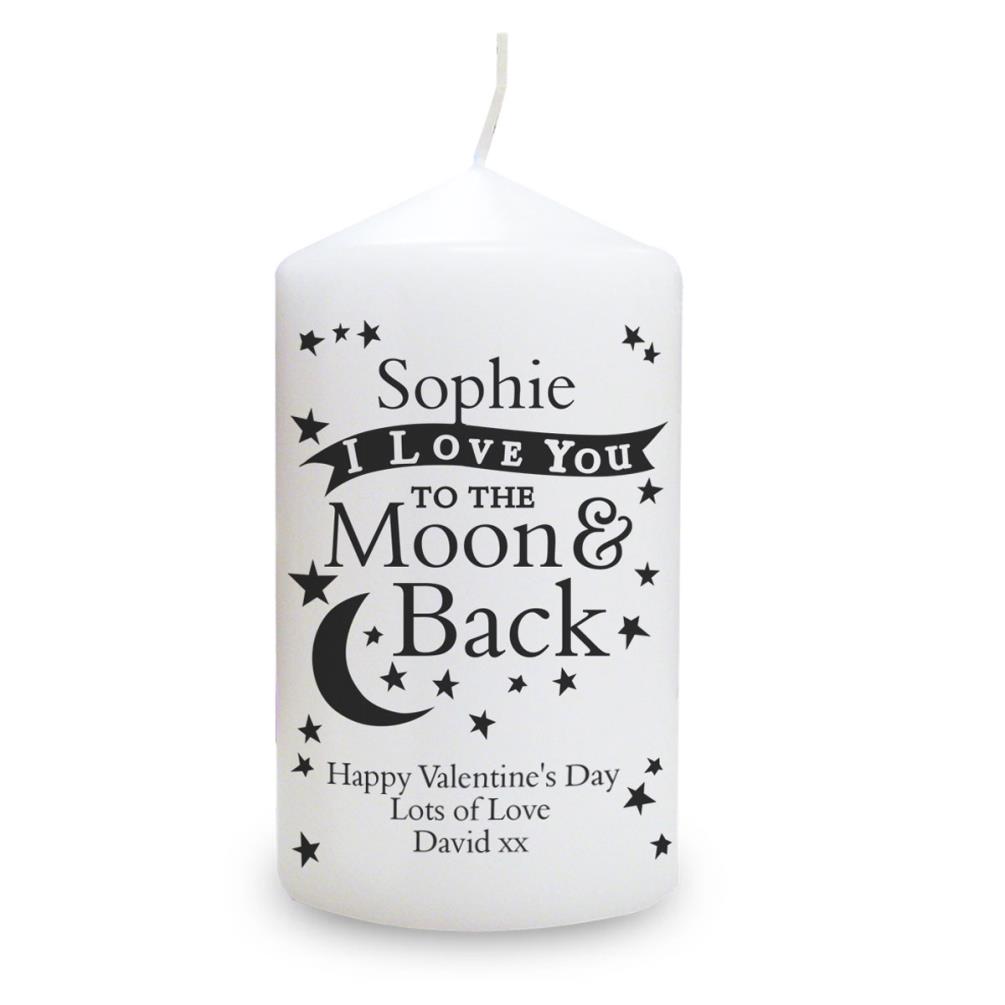 Personalised To the Moon and Back Pillar Candle £11.69